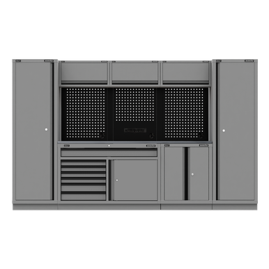 Superline PRO® Black Edition Storage System with Stainless Steel Worktop 3.24m