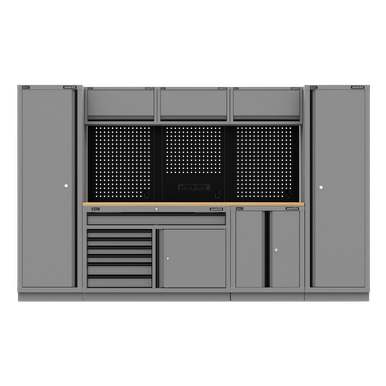 Superline PRO® Black Edition Storage System with Rubber Wood Worktop 3.24m