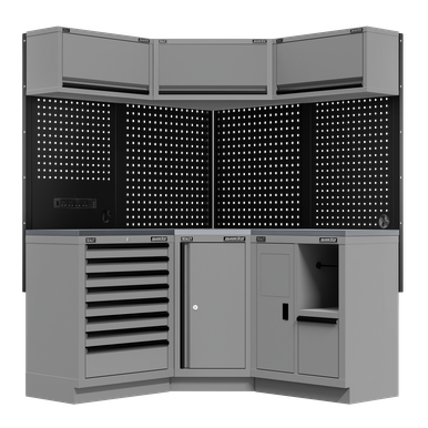 Superline PRO® Black Edition Modular Corner Storage System with Stainless Steel Worktop 1.54m