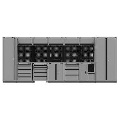 Superline PRO® Black Edition Storage System with Stainless Steel Worktop 4.92m