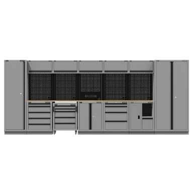 Superline PRO® Black Edition Storage System with Rubber Wood Worktop 4.92m