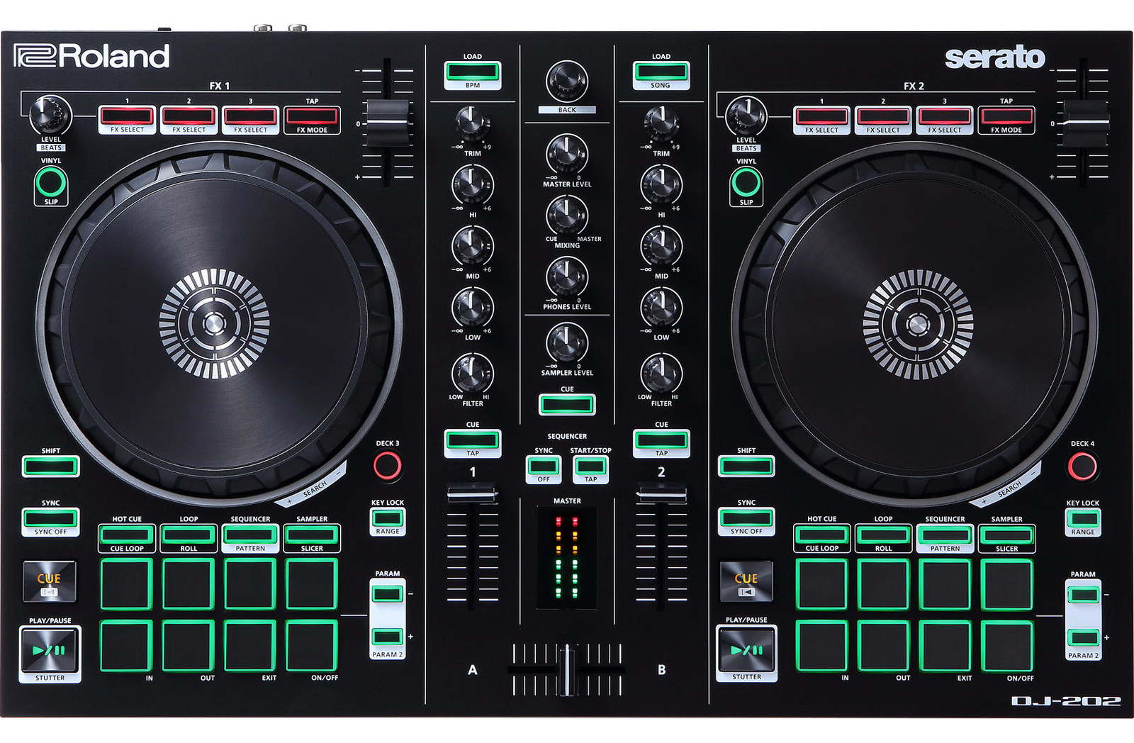 Roland DJ-202 Professional 4-Deck 2-Channel Serato DJ Controller