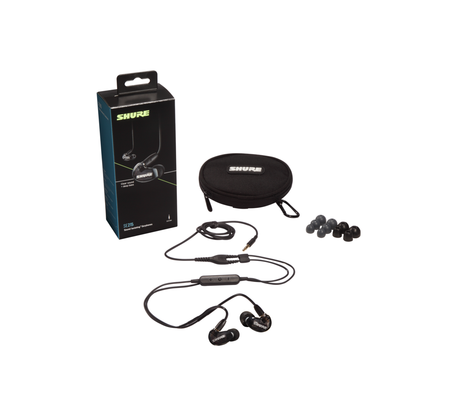 Shure SE215 Earphone Black w/ Universal 3.5mm Remote + Mic For Apple &  Android