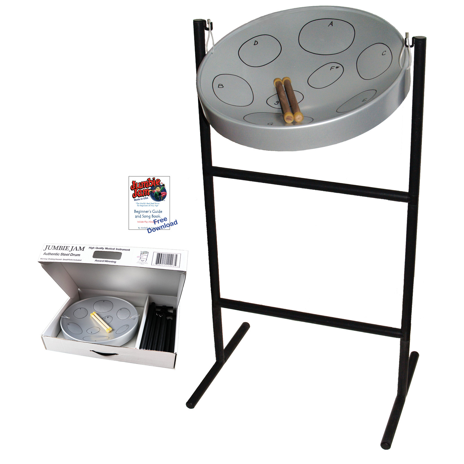 ジャンビージャム スチールドラム シルバー　スティールパン　JUMBIE JAM Jumbie Jam Steel Drum Kit Silver Pan w/ Tube Floor Stand - Island