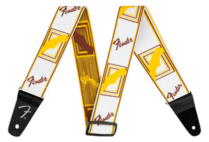 Fender WeighLess 2" Monogrammed Strap White/Brown/Yellow Fender WeighLess 2" Monogrammed Strap White/Brown/Yellow