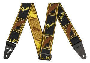 Fender WeighLess 2" Monogrammed Strap Black/Yellow/Brown Fender WeighLess 2" Monogrammed Strap Black/Yellow/Brown