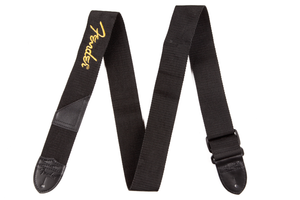 Fender 2" Black Poly Strap w/ Yellow Fender Logo Fender 2" Black Poly Strap w/ Yellow Fender Logo