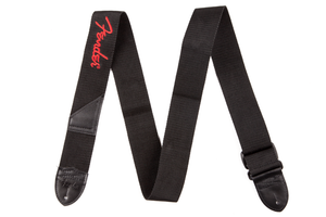 Fender 2" Black Poly Strap w/ Red Fender Logo Fender 2" Black Poly Strap w/ Red Fender Logo