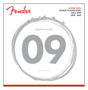 Fender Super 250 Guitar Strings, Nickel Plated Steel, Ball End, 250L Gauges .009-.042 Fender Super 250 Guitar Strings, Nickel Plated Steel, Ball End, 250L Gauges .009-.042