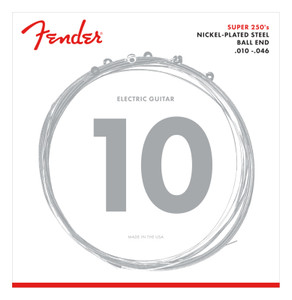 Fender Super 250 Guitar Strings, Nickel Plated Steel, Ball End, 250R Gauges .010-.046 Fender Super 250 Guitar Strings, Nickel Plated Steel, Ball End, 250R Gauges .010-.046