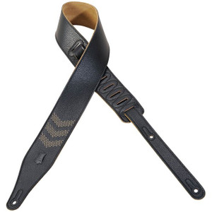 Levy's Leather Nail Head Guitar Strap - Black/Brown Levy's Leather Nail Head Guitar Strap - Black/Brown