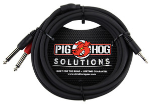 Pig Hog Solutions 10ft TRS 3.5mm To Dual TS 1/4" Breakout Cable Pig Hog Solutions 10ft TRS 3.5mm To Dual TS 1/4" Breakout Cable
