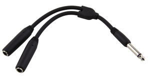 Pig Hog 6" Y Cable, Mono 1/4"(M)-Dual Mono 1/4"(F)