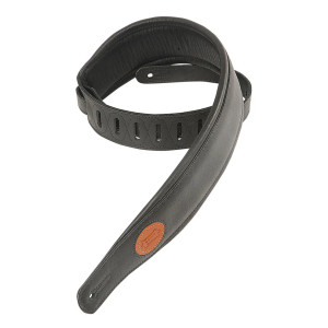 Levy's 3" Signature Series Garment Leather Guitar Strap - Black