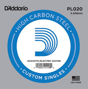 D'Addario Single String - Plain Steel 020