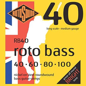 RotoSound Nickel (Unsilked) Bass Guitar Strings 40-100 RotoSound Nickel (Unsilked) Bass Guitar Strings 40-100