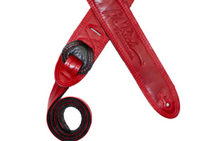 B.C. Rich 2" Deluxe Soft Italian Garment Leather Reversible Strap BLK/RED