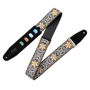 LEVY'S 2in 60s Hootenanny Brown & White Jacquard Weave Gtr Strap w/ Polypropylene Backing