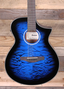 Ibanez AEWC16QA Acousitc/Electric Guitar Transparent Blue Sunburst High Gloss Top