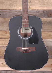 Ibanez PF5412 12-String Acoustic Guitar Weathered Black Open Pore Top