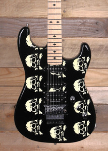 ESP Signature Series Michael Wilton Electric Guitar Black w/ Glow In The Dark Skulls & Case "Excellent Condition"