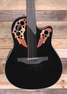 Ovation Celebrity Elite CE4412 Mid Cutaway 12-String Acoustic/Electric Guitar Black