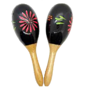 DANMAR Wood Maracas Mexican Pattern 9" Traditional