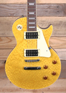 Epiphone Les Paul Classic Birdseye Electric Guitar Trans Amber w/ Case "Excellent Condition"