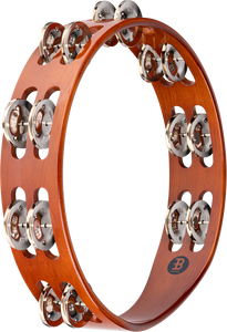 Meinl Percussion 10" Traditional Wood Tambourine, Dual row, Nickel plated steel jingles