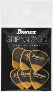 Ibanez Grip Wizard Series Sand Grip Picks, Short Teardrop Shape, 1.2mm Polyacetal, 6-Pack - Yellow - 1