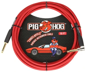 Pig Hog Vintage Series Candy Apple Red Instrument Cable - 10 ft Right Angle - 1