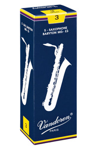 Vandoren Traditional Baritone Saxophone Reeds - Strength 3 - Box of 5