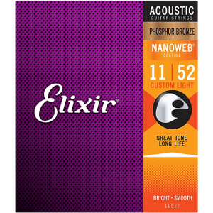 Elixir Strings Acoustic Phosphor Bronze with NANOWEB Coating Custom Light Elixir Strings Acoustic Phosphor Bronze with NANOWEB Coating Custom Light