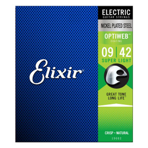 Elixir Electric Nickel Plated Steel Strings Super Light with OPTIWEB Coating Elixir Electric Nickel Plated Steel Strings Super Light with OPTIWEB Coating