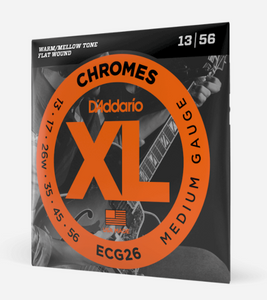 D'Addario ECG26 Chromes Flat Wound Electric Guitar Strings - Medium, 13-56