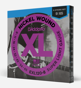 D'Addario EXL120-8 Nickel Wound 8-String Electric Guitar Strings - Super Light, 9-65