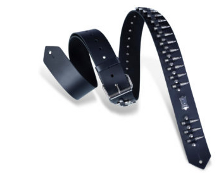 Levy's PM28-2B Leather Guitar Strap - Black Bullets