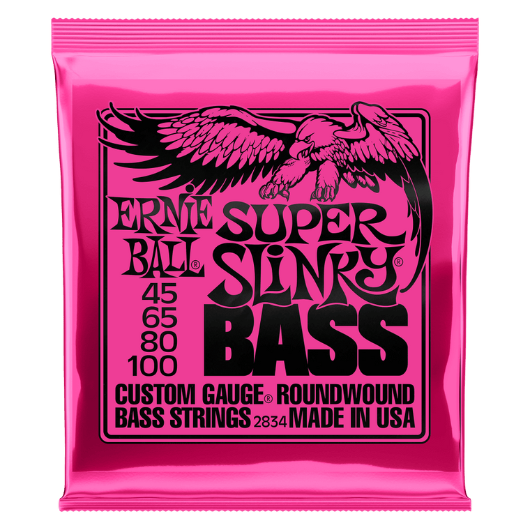 Ernie Ball 2834 Nickel Wound Bass Guitar Strings - Super Slinky, 45-100
