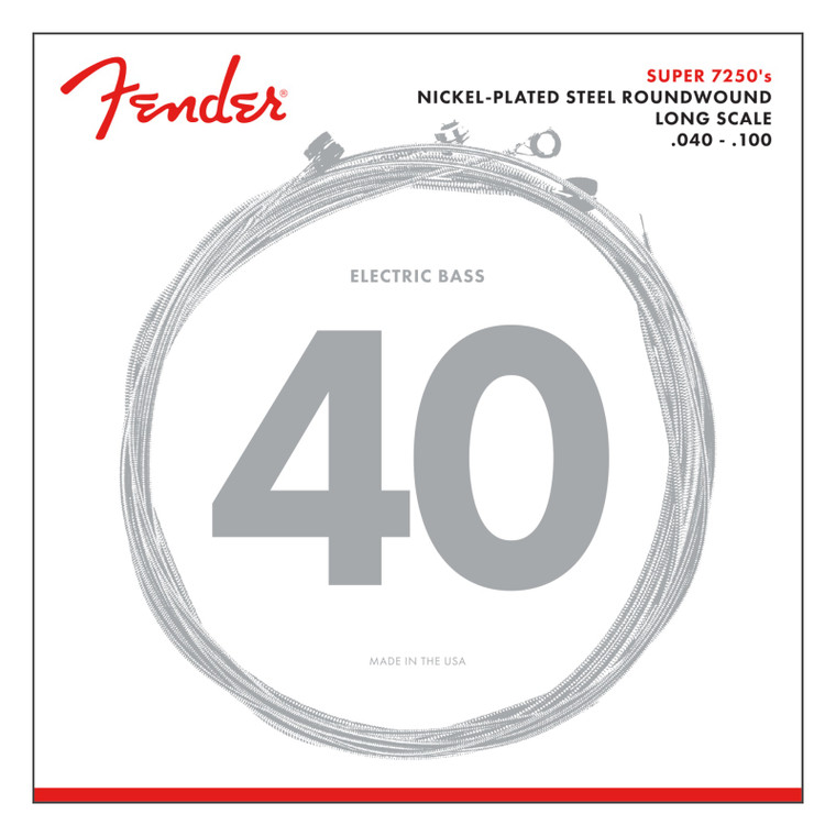 Fender 7250L Long Scale Nickel Plated Steel Bass Strings .040-.100 Gauges