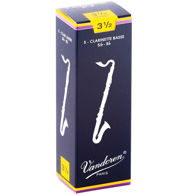 Vandoren Traditional Bass Clarinet Reeds Strength 3 1/2 - 5 Pack