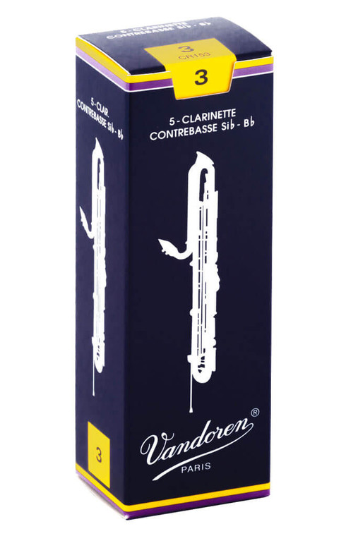 Vandoren Traditional Contrabass Clarinet Reeds Strength 3 - 5 Pack
