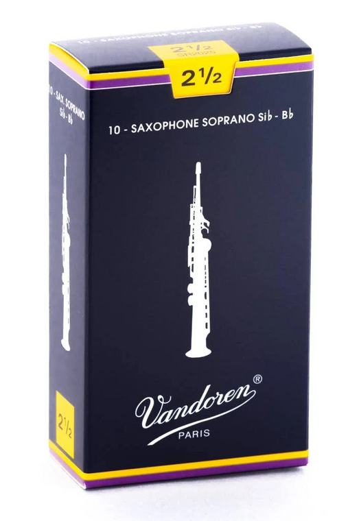 Vandoren Traditional Soprano Saxophone Reeds Strength 2 1/2 - 10 Pack