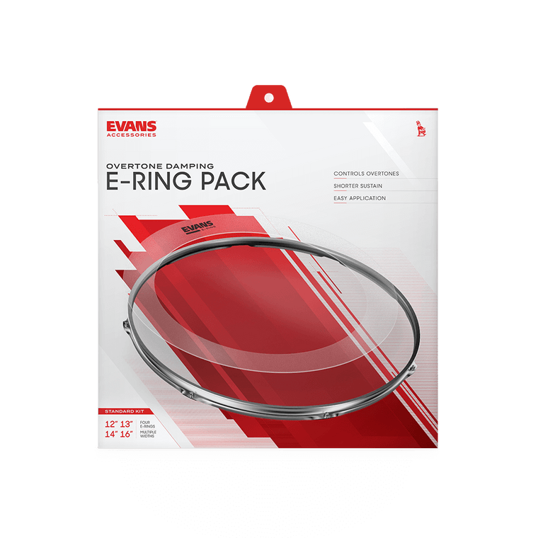 Evans E-Rings Standard Pack (12", 13", 16") with a 14" Snare E-Ring