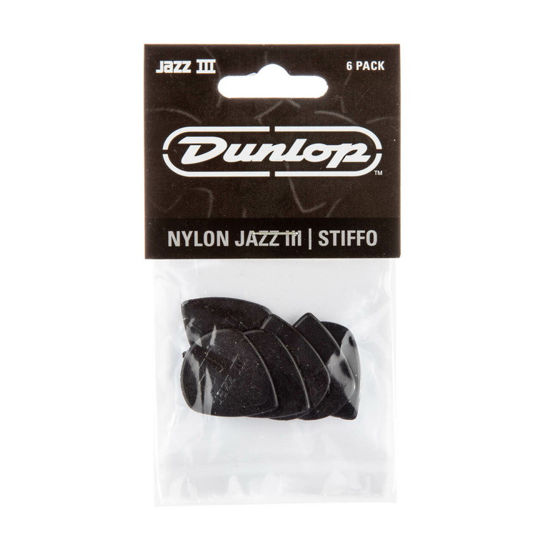 Dunlop Nylon Jazz III Stiffo Guitar Picks - 6 Pack
