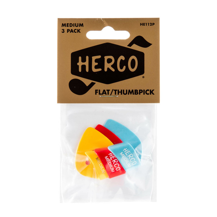 Dunlop Herco Flat/Thumbpicks Medium - 3 Pack