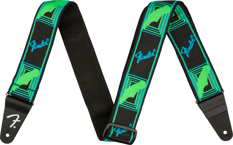 Fender 2" Neon Monogrammed Strap Blue and Green