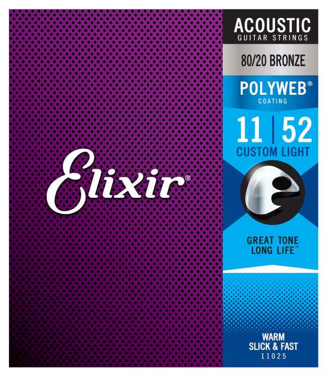 Elixir Custom Light Acoustic 80/20 Bronze Strings w/ POLYWEB