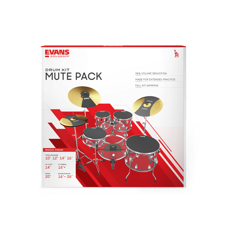 Evans SoundOff Rock Pack (10", 12", 16") with a 14" Snare E-Mute