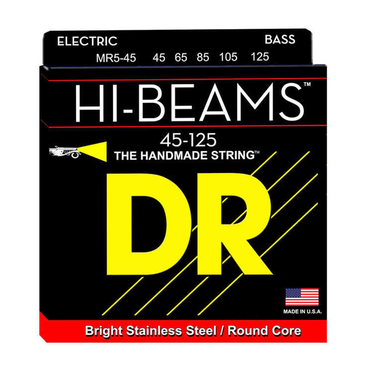 DR Strings MR5-45 Hi-Beam 5-String Stainless Steel Bass Strings Medium