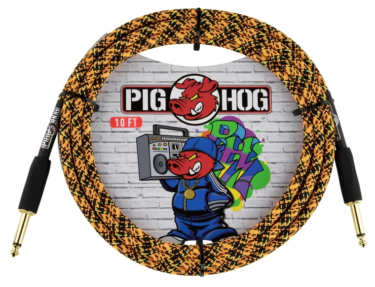 Pig Hog "Orange Graffiti" Instrument Cable 10ft Straight